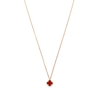 Van Cleef & Arpels Sweet Alhambra Pendant Necklace 18K Rose Gold and Carnelian