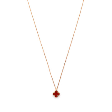 Van Cleef & Arpels Sweet Alhambra Pendant Necklace 18K Rose Gold and Carnelian
