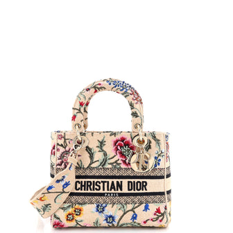 Christian Dior Lady D-Lite Bag Embroidered Raffia Medium