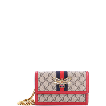 Gucci Queen Margaret Chain Wallet GG Coated Canvas Mini