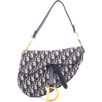 Christian Dior Saddle Handbag Oblique Canvas Medium