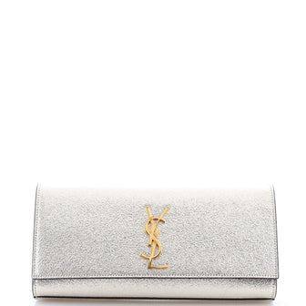 Saint Laurent Classic Monogram Clutch Metallic Calfskin Long