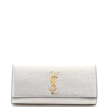 Saint Laurent Classic Monogram Clutch Metallic Calfskin Long