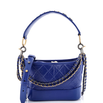 Chanel Gabrielle Hobo with Logo Handle Quilted Aged Calfskin Small