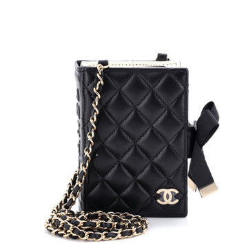 Chanel CC Book Card Holder with Chain Quilted Lambskin
