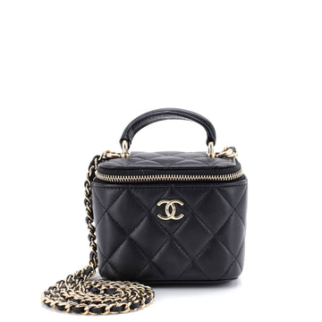 Chanel Classic Top Handle Vanity Case with Chain Quilted Lambskin Mini