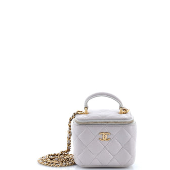 Chanel Classic Top Handle Vanity Case with Chain Quilted Lambskin Mini