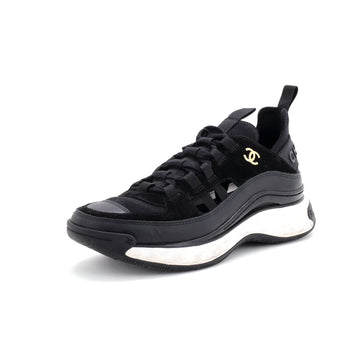 Chanel Women's CC Cap Toe Logo Sneakers Suede and Mixed Fibers