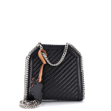 Stella McCartney Falabella Fold Over Crossbody Bag Woven Faux Leather Tiny