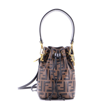 Fendi Mon Tresor Bucket Bag Zucca Embossed Leather Mini