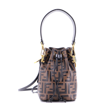 Fendi Mon Tresor Bucket Bag Zucca Embossed Leather Mini