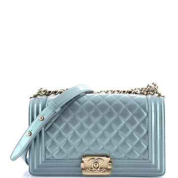 Chanel Boy Flap Bag Quilted Iridescent Glazed Calfskin Old Medium