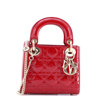 Christian Dior Lady Dior Chain Bag Cannage Quilt Patent Mini
