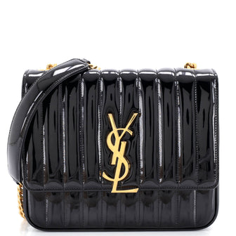 Saint Laurent Vicky Crossbody Bag Vertical Quilted Patent Large