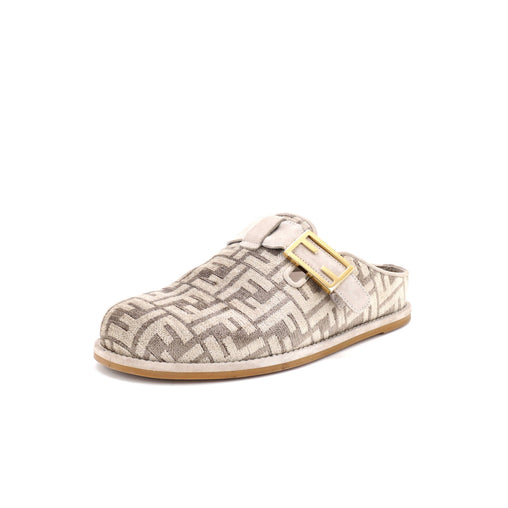 Fendi Women's Feel Buckle Mules Zucca Chenille 382405