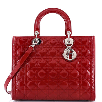 Christian Dior Lady Dior Bag Cannage Quilt Patent Large
