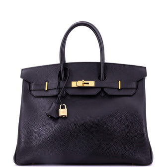 Hermes Birkin Handbag Black Ardennes with Gold Hardware 35