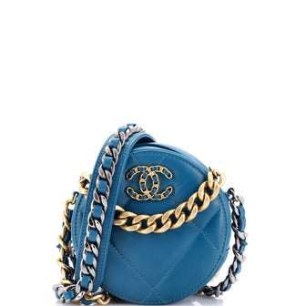 Chanel 19 Round Clutch with Chain Quilted Leather
