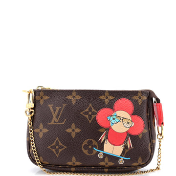 Louis Vuitton Pochette Accessoires Limited Edition Vivienne Xmas Monogram Canvas Mini