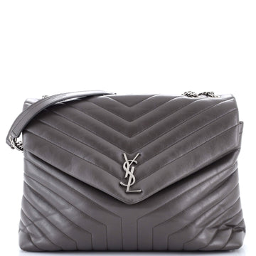 Saint Laurent Loulou Shoulder Bag Matelasse Chevron Leather Large