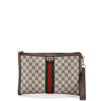 Balenciaga x Gucci The Hacker Project Web Wristlet Clutch BB Coated Canvas