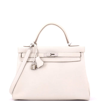 Hermes Kelly Handbag Light Togo with Palladium Hardware 32