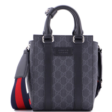 Gucci Convertible Web Open Tote GG Coated Canvas Mini