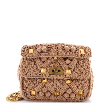 Valentino Garavani Roman Stud Flap Bag Quilted Knit Medium