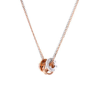 Cartier Love 3 Ring Pendant Necklace 18K Rose Gold and 18K White Gold with 6 Diamonds
