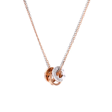 Cartier Love 3 Ring Pendant Necklace 18K Rose Gold and 18K White Gold with 6 Diamonds