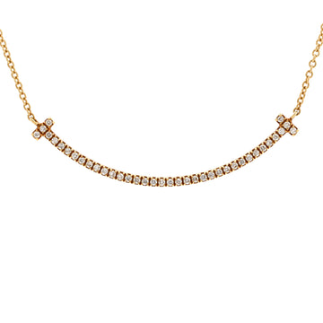 Tiffany & Co. T Smile Pendant Necklace 18K Yellow Gold and Diamonds Small