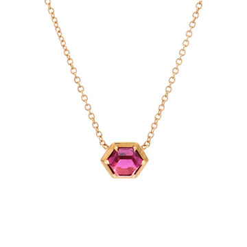 Tiffany & Co. Paloma's Studio Hexagon Pendant Necklace 18K Yellow Gold with Rubellite