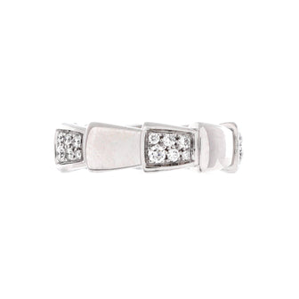 Bvlgari Serpenti Viper Ring 18K White Gold with Half Pave Diamonds Large