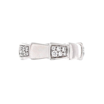 Bvlgari Serpenti Viper Ring 18K White Gold with Half Pave Diamonds Large