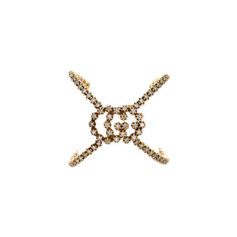 Gucci GG Running Cross Ring 18K Yellow Gold and Pave Diamonds