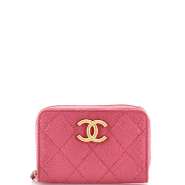 Chanel Textured CC Zip Coin Purse Quilted Caviar Small