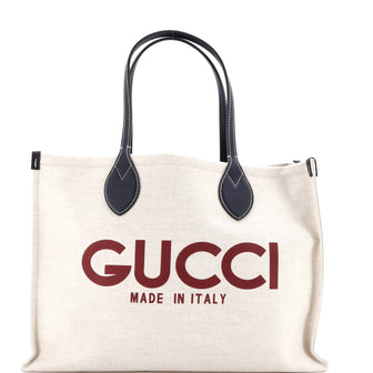 Gucci Logo Shopper Tote Printed Canvas Medium