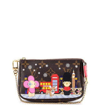 Louis Vuitton Pochette Accessoires Limited Edition Vivienne Xmas Monogram Canvas Mini