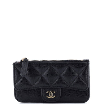 Chanel Flap Zip Card Holder Quilted Caviar