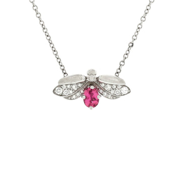 Tiffany & Co. Paper Flowers Firefly Pendant Necklace Platinum with Diamonds and Pink Tourmaline Small