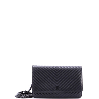 Chanel So Black Wallet on Chain Chevron Lambskin