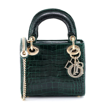 Christian Dior Lady Dior Chain Bag Alligator with Crystal Charms Mini