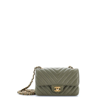 Chanel Classic Single Flap Bag Chevron Iridescent Crumpled Calfskin Mini