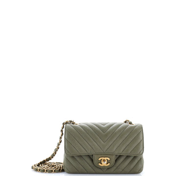 Chanel Classic Single Flap Bag Chevron Iridescent Crumpled Calfskin Mini