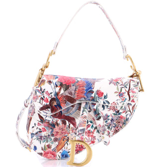 Christian Dior Saddle Handbag with Strap Hand Painted Leather Medium