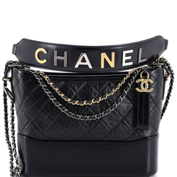 Chanel Gabrielle Hobo with Logo Handle Quilted Aged Calfskin Medium
