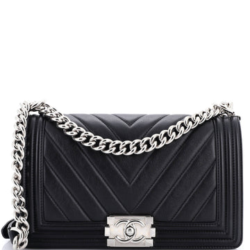 Chanel Boy Flap Bag Chevron Calfskin Old Medium