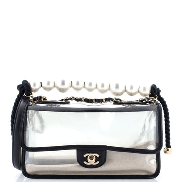 Chanel Sand By The Sea Pearl Flap Bag PVC with Lambskin Medium