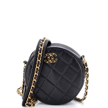 Chanel Chain Infinity Round Clutch with Chain Quilted Lambskin