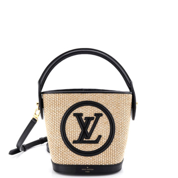 Louis Vuitton Petit Bucket NM Bag Raffia with Leather